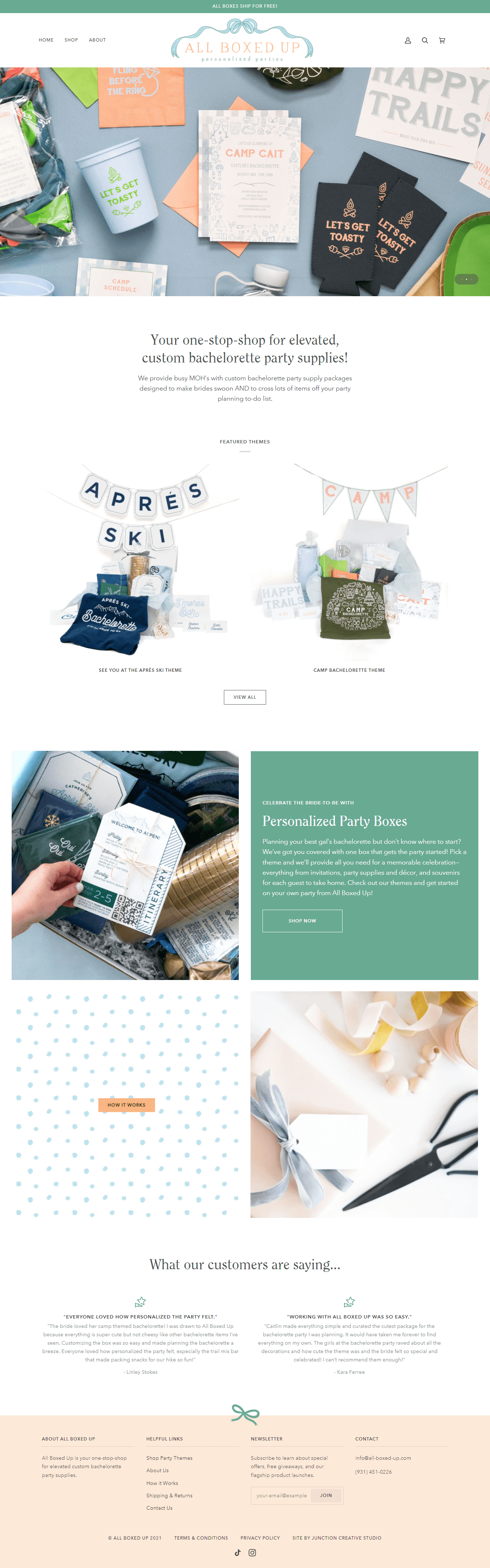 All Boxed Up Shopify Website Design by Junction Creative Studio