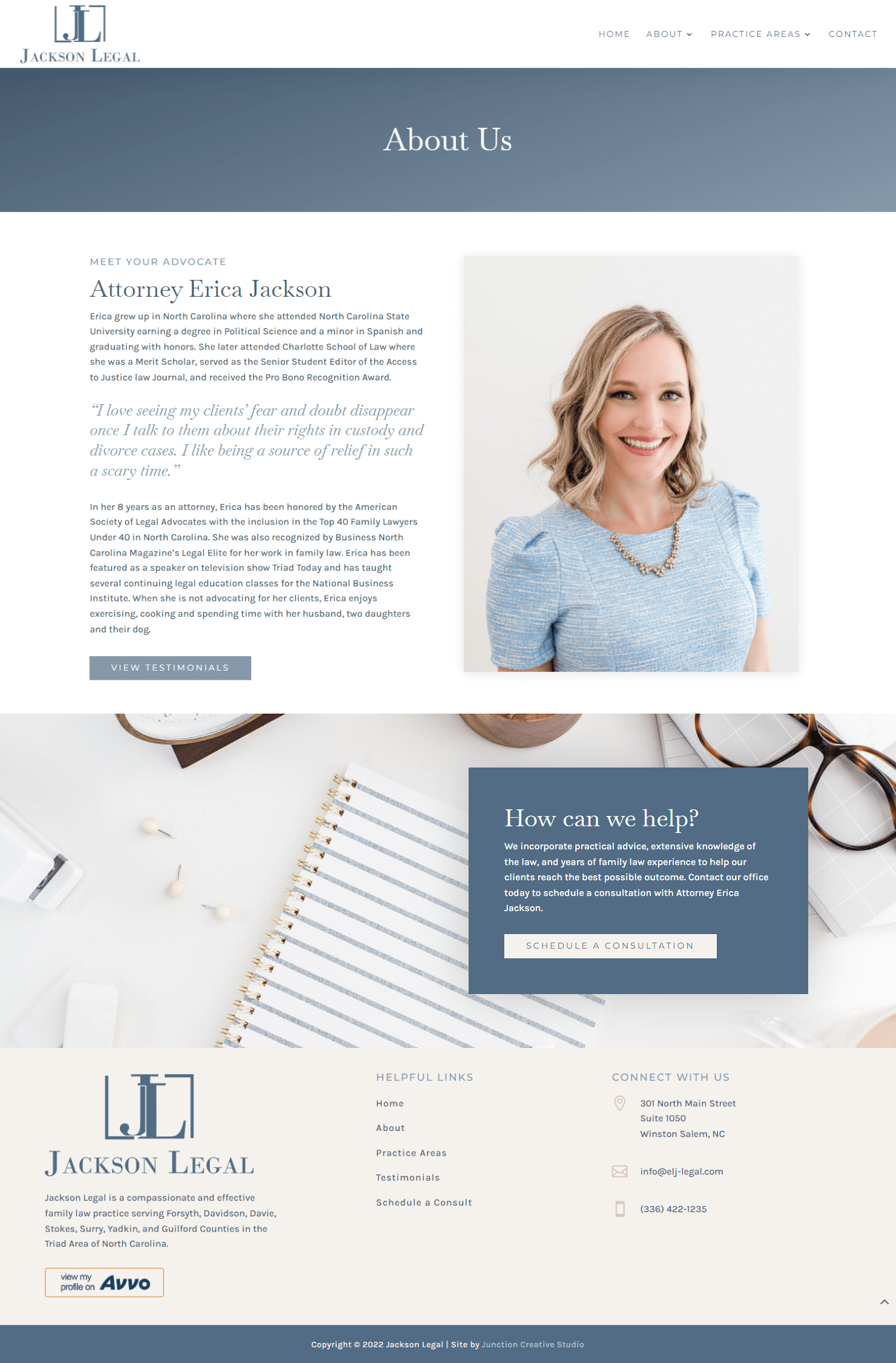 Law Firm About Page Design | Website by Junction Creative Studio